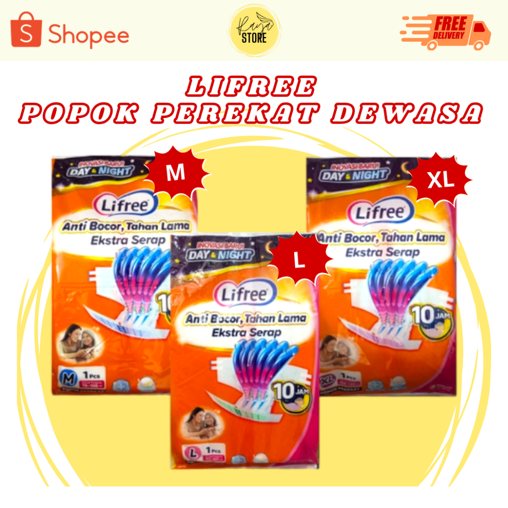 Lifree Popok Perekat Dewasa - Lifree Popok - Popok Perekat - Popok Sekali Pakai - Pampers Dewasa