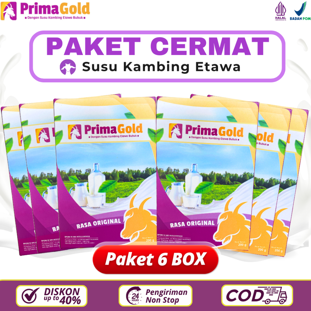 

PAKET CERMAT 6 BOX SUSU KAMBING ETAWA BUBUK PRIMAGOLD