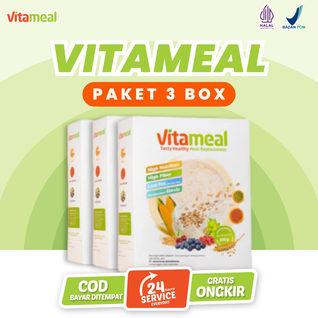 

Vitameal Sereal Sehat Mencegah Diabetes Gula Darah Tinggi dan Kolesterol Paket 3 Box