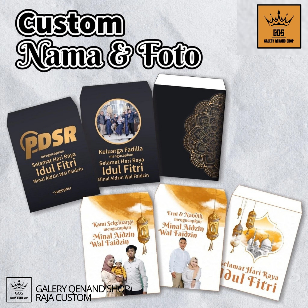 

(MIN 15 PCS) AMPLOP LEBARAN CUSTOM FOTO DAN NAMA