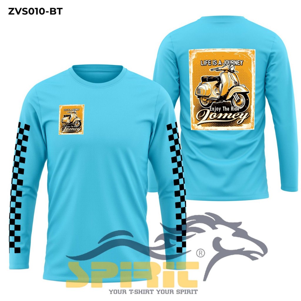 Kaos Vespa Enjoy The Ride Baju Cotton Combed 24s Premium T-Shirt Pria Wanita Lengan Panjang Jumbo