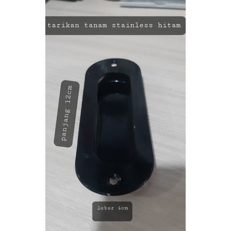 Tarikan tanam oval stainless hitam / handel tanam lemari oval stainless