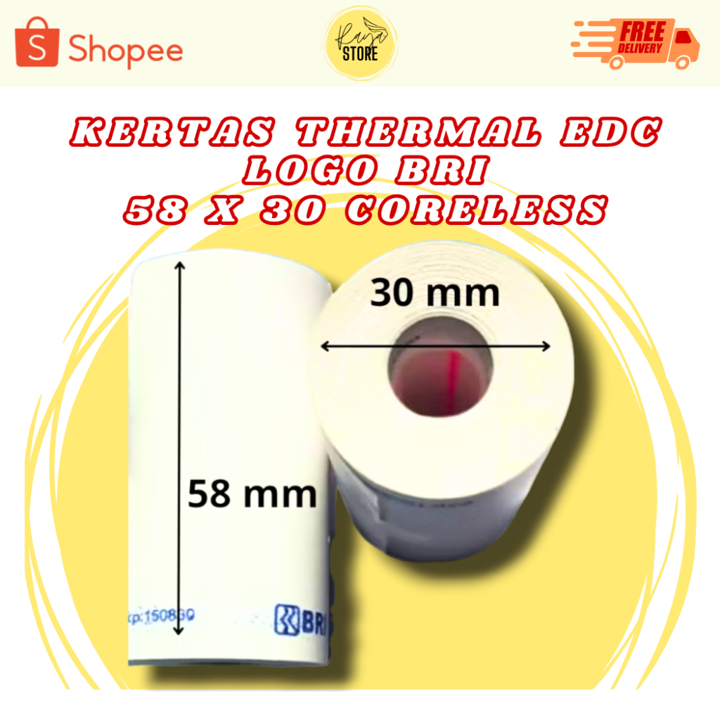 Kertas Thermal EDC Logo BRI 58x30 - Thermal Kasir - Kertas - Kertas Thermal BRI - Thermal Printer