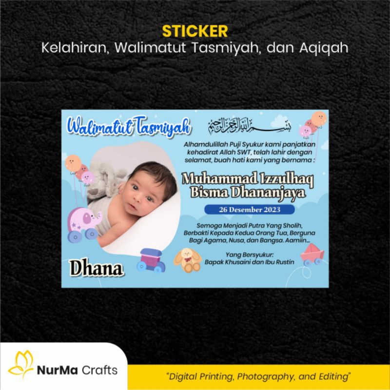 

Stiker Bayi (Walimatut Tasmiyah dan Aqiqah) - Kertas Sticker Bontak / Kertas Art Cartoon