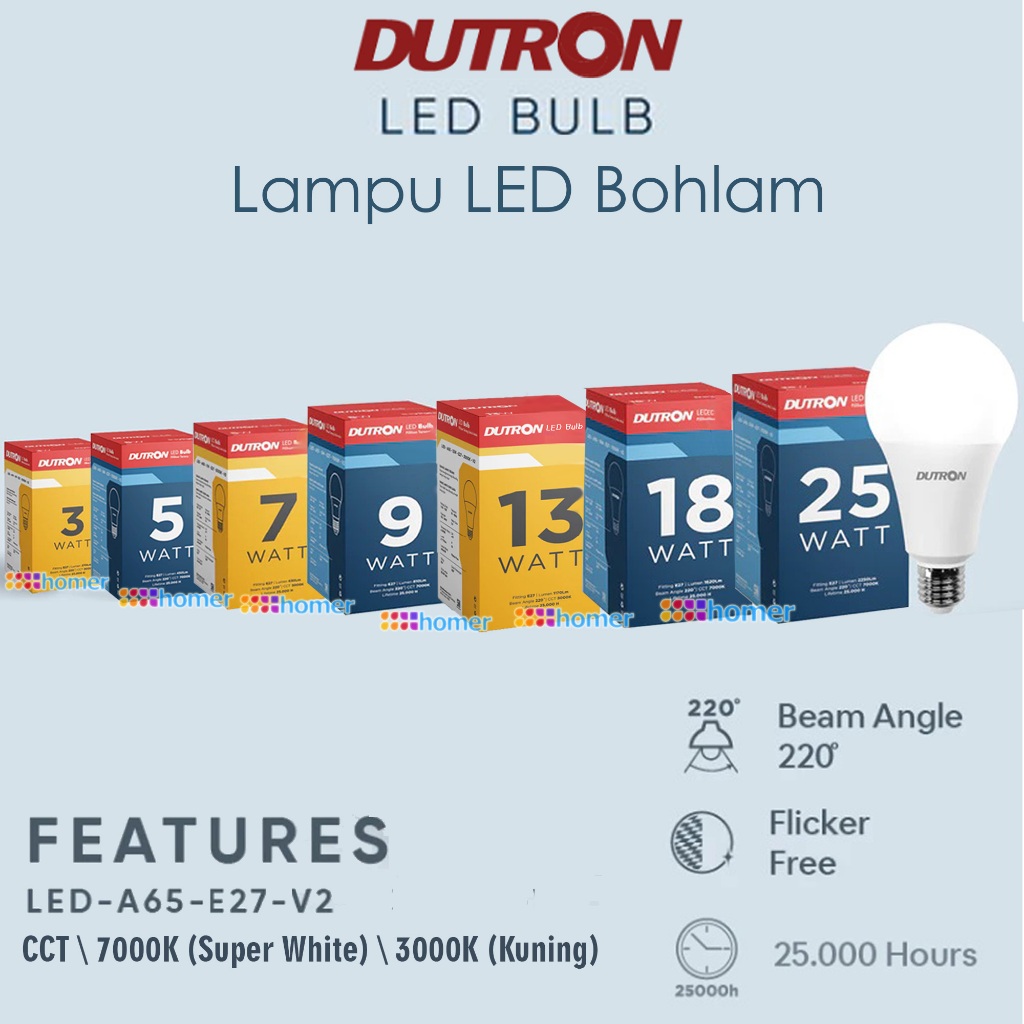 DUTRON Lampu LED Bulb bola lampu bohlam SNI Super Terang Ori Asli Kualitas Bagus 3w 3watt 5w 5watt 7