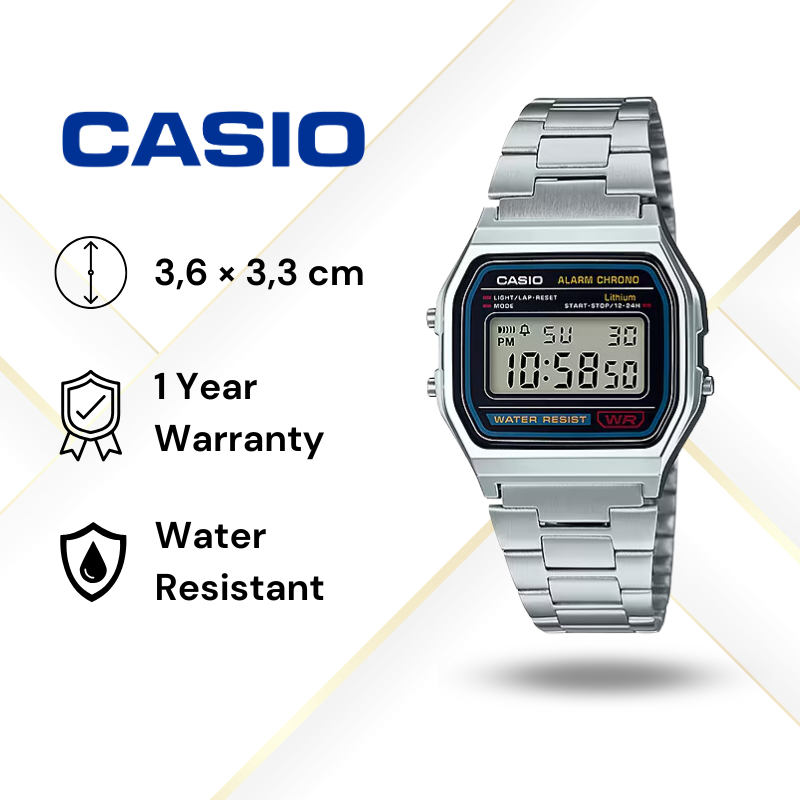 JAM TANGAN CASIO A-158WA-1 ORIGINAL - A158WA SILVER CASIO ORIGINAL