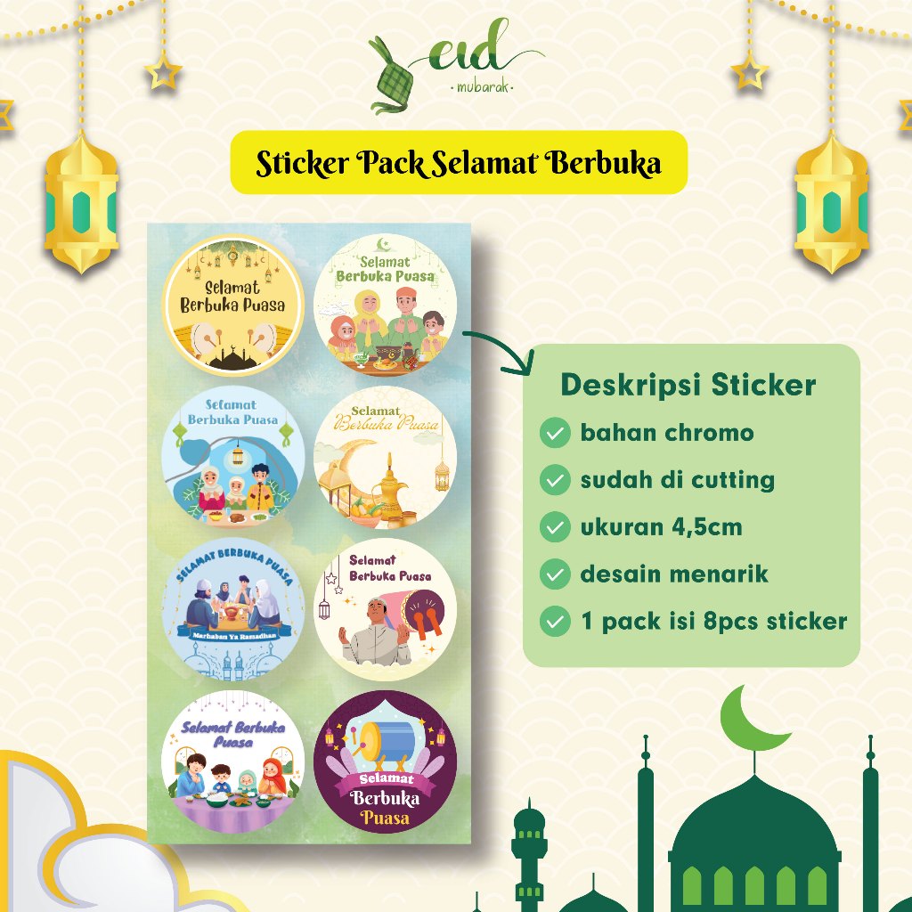 

Stiker Sticker Hiasan Aksesoris Lebaran - Idul Fitri - (40pcs) B1