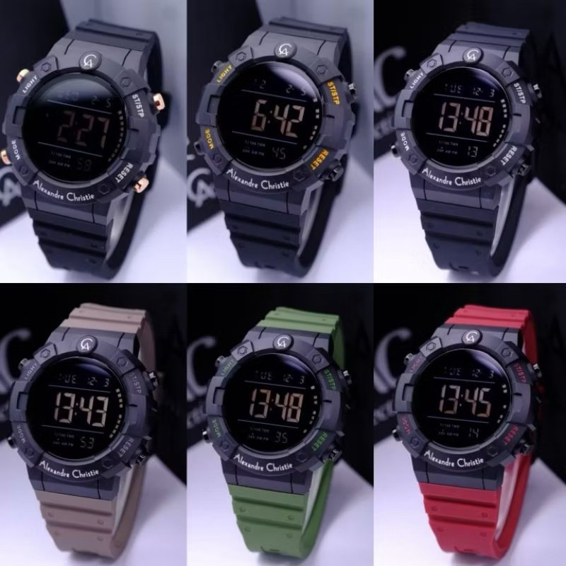 JAM TANGAN PRIA/COWOK ALEXANDRE CHRISTIE AC 9388 DIGITAL RUBBER ORIGINAL