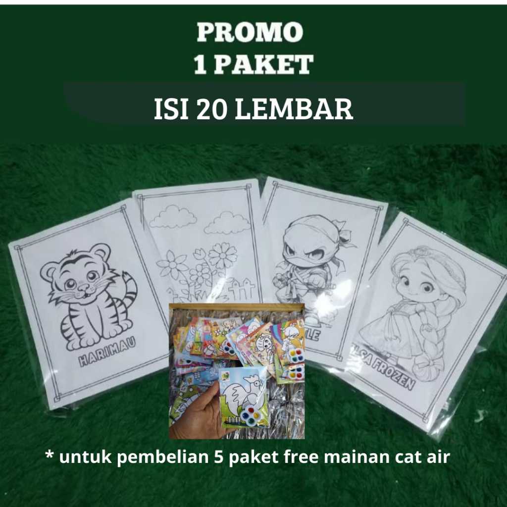 

PROMO Termurah Paket 20 Lembar Gambar /Kertas Gambar Mewarnai Anak