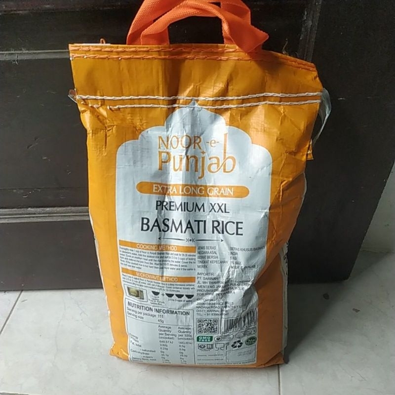 

Beras Basmati India 5kg | Basmati white pearl | Nasi Mandhi, Biryani, Kebuli Long Rice,Noor Punjab