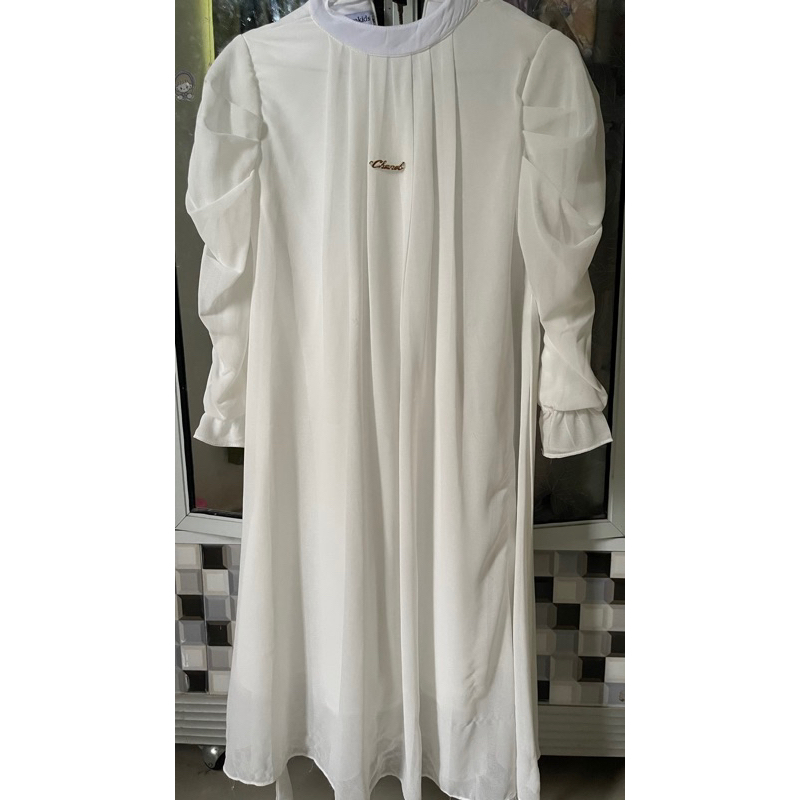 Gamis anak baju muslim putih size L (6-7th)