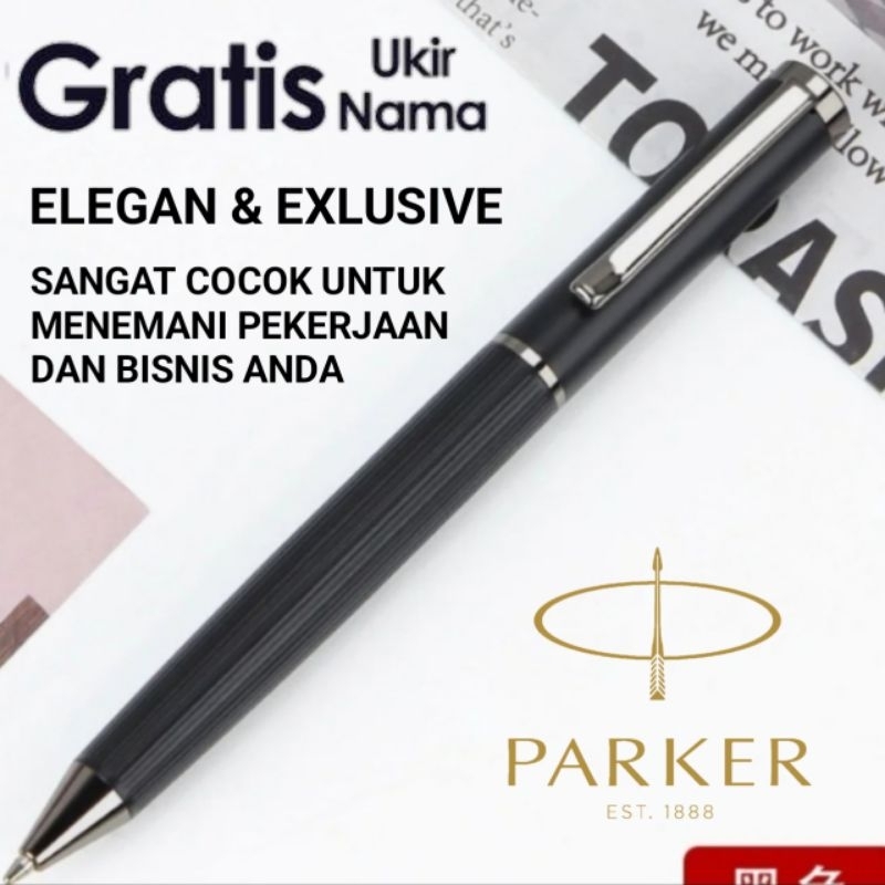 

Pulpen Mewah Business Pen Ballpoint Parker Dou Black Gratis Grafir Nama Dan Box Exlusive