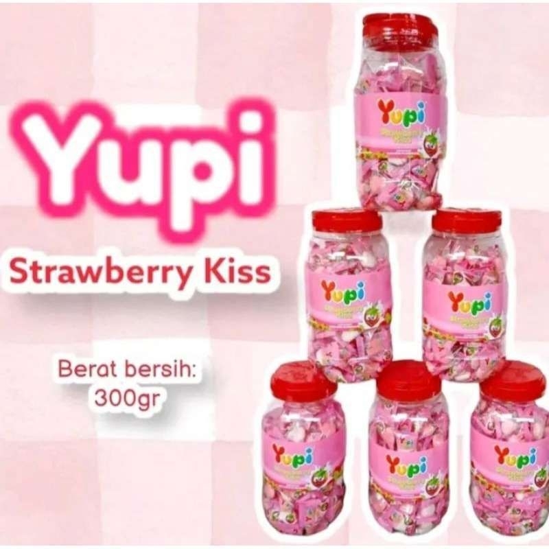 

1DOS ISI 6 PERMEN YUPI STRAWBERRY KISS / PERMEN YUPI TOPLES / YUPI JAR 300GRAM