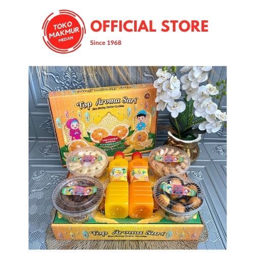 

KUE IDUL FITRI TOP AROMA SARI ISI 4 TOPLES KUE KERING & 2 SIRUP - HAMPERS