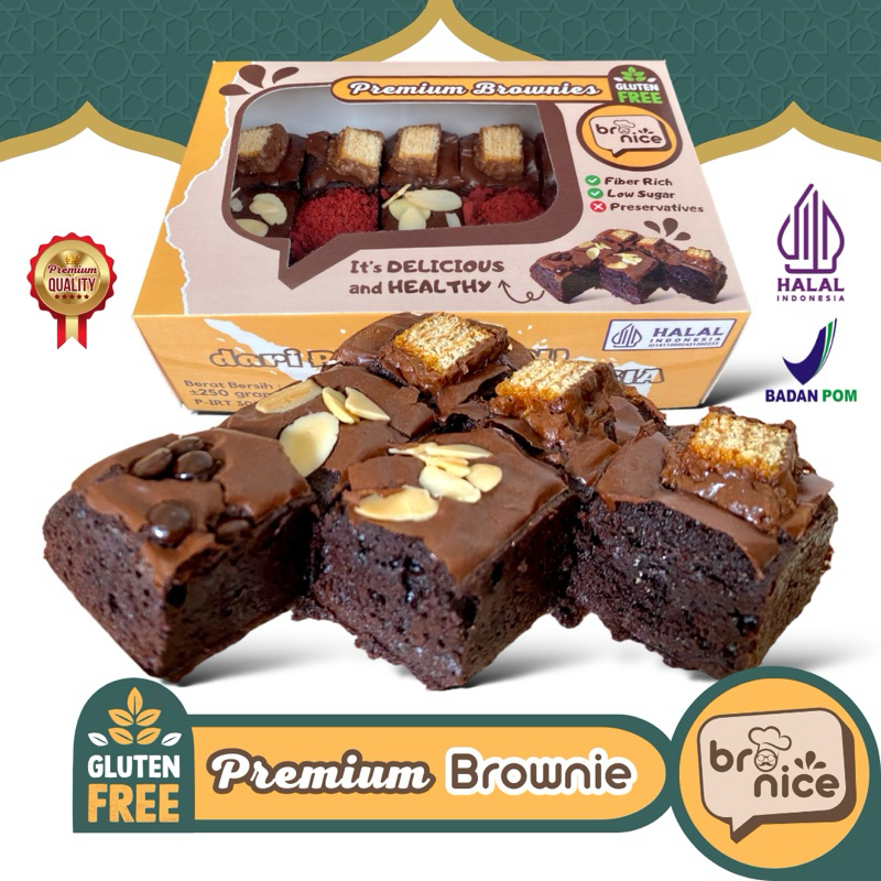 

Bro.Nice | Premium Brownies w/ Gluten Free, Fudgy Brownies Sehat Sekat Panggang/Bakar