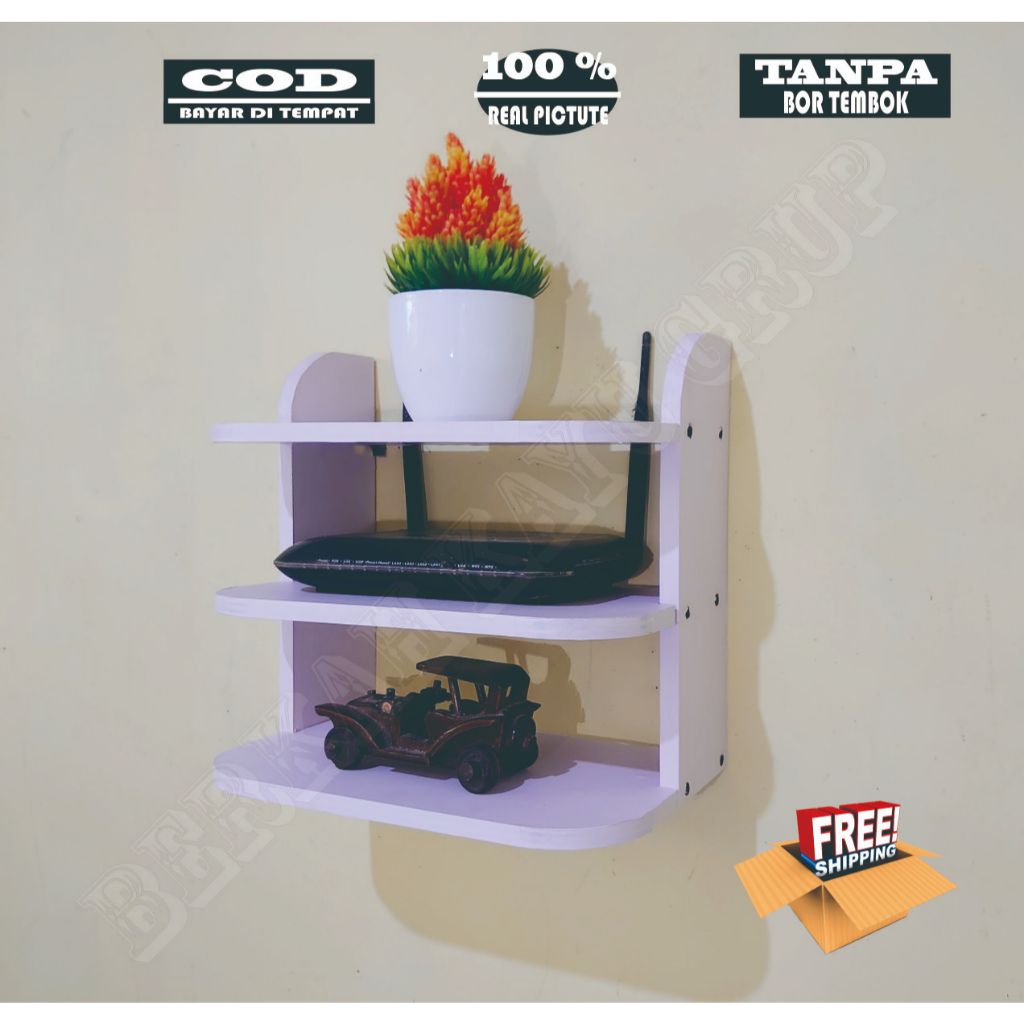 Rak Router wifi/ Rak Gantung Set Top Box / DVD / Modem / 3 Susun