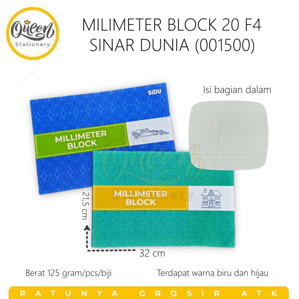 

1 PCS (20 LEMBAR) MILIMETER BLOCK F4 SINAR DUNIA / KERTAS GRAFIK (001500)