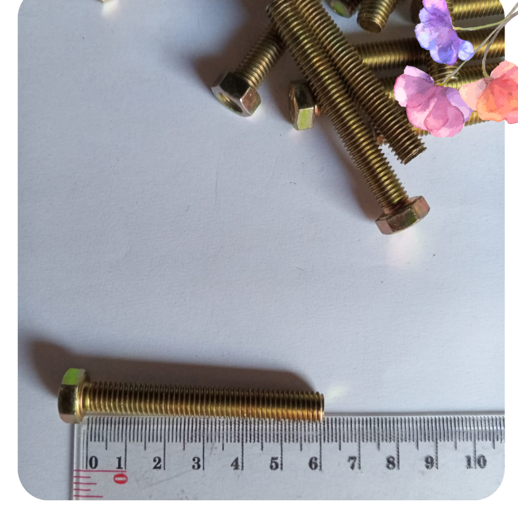 Baut Mur kuning M8 x 60 / Baut 12 dan  mur panjang 6 cm