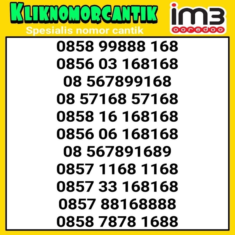 nomor cantik Indosat IM3 168 kartu perdana Indosat 4G&5G A11