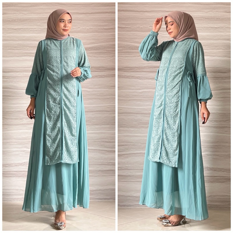 REINCA Dress - Gamis Pesta Brukat Mewah - Baju Kondangan - Pakaian Wanita Terbaru - Tanahabang Colle
