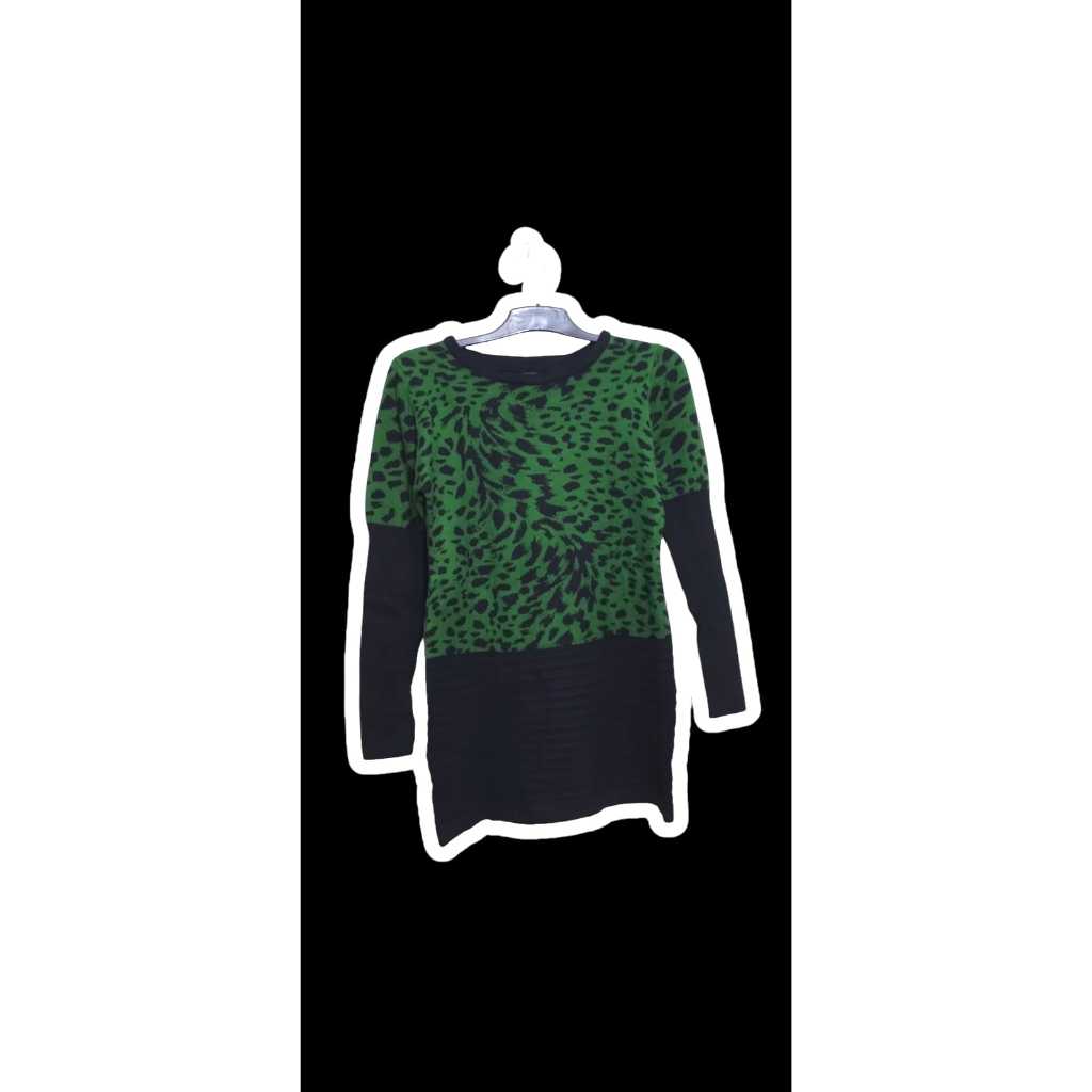 BAJU RAJUT WANITA ~ MOTIF MACAN HIJAU