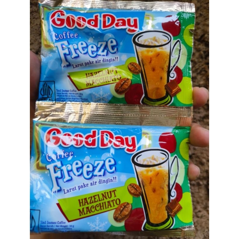 

Good Day Freeze Hazelnut Macchiato 1 Renceng isi 10 Sachet