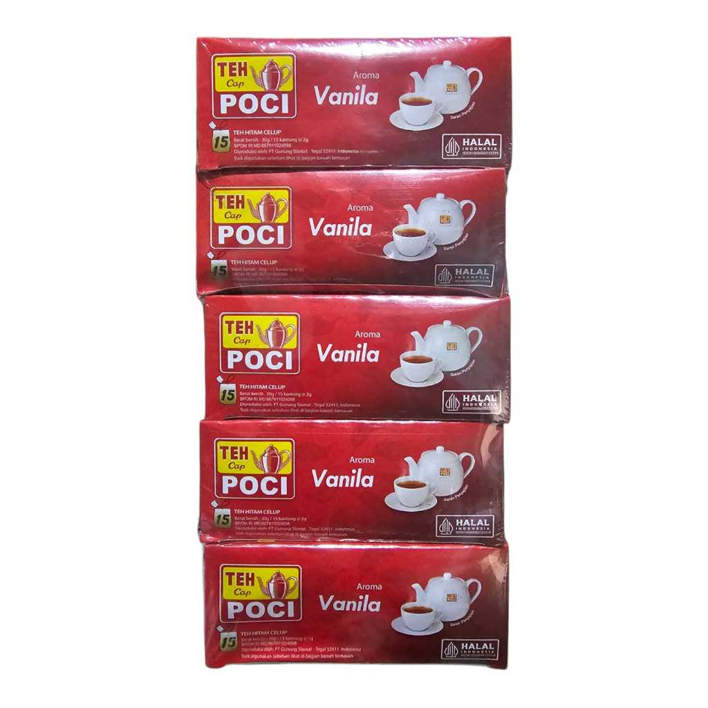 

Paket Teh Celup Poci Rasa Vanila 5 Kotak isi 15 Kantong