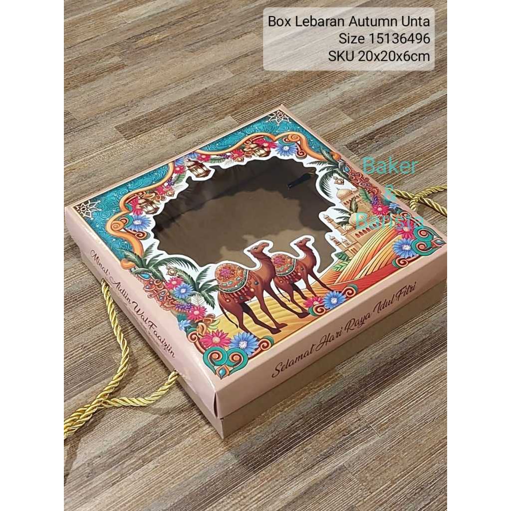 

Box lebaran Autumn Unta 20x20x6cm kotak brownies lebaran dus kue kue tart lapis Box Idul fitri