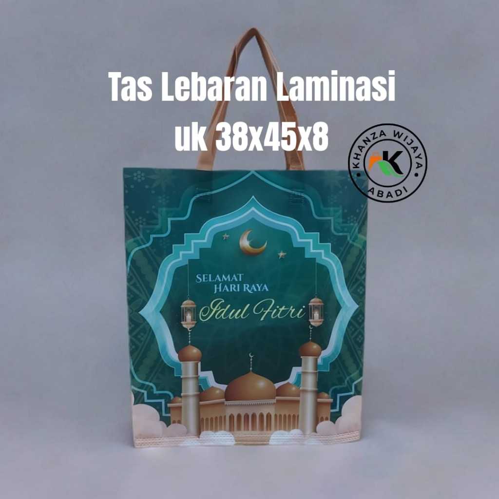 

Tas Idul Fitri, Tas Hamper Lebaran 38x45 / Tas Lebaran laminasi uk 38x45x8 / sablon 4 sisi / anti air / Harga Lusinan