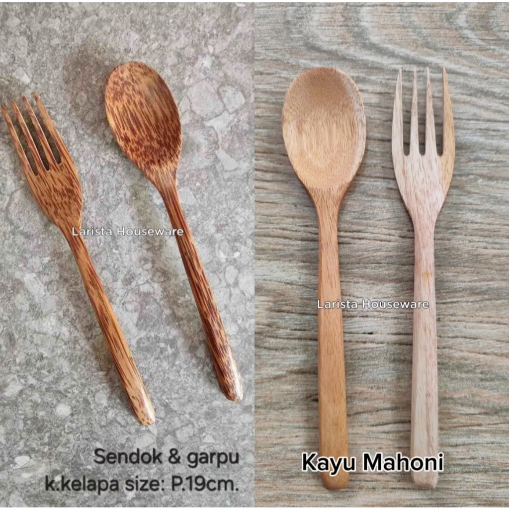 Wooden spoon fork / Set Sendok Garpu Kayu Mahoni PREMIUM & Set Sendok Garpu Kayu Kelapa  PREMIUM Ant