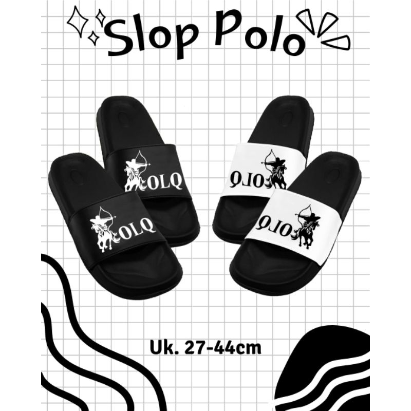 sandal slop polo / sandal slop cowok / sandal distro / sandal hitam slop