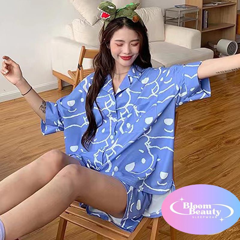 BloomBeauty sleepwear shortpans blue bear