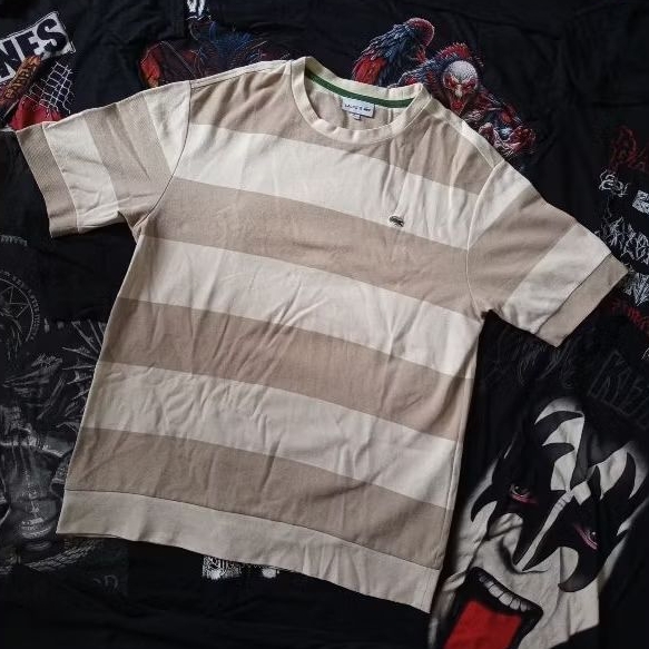 Kaos Tshirt Lacoste Stripe Salur Vintage