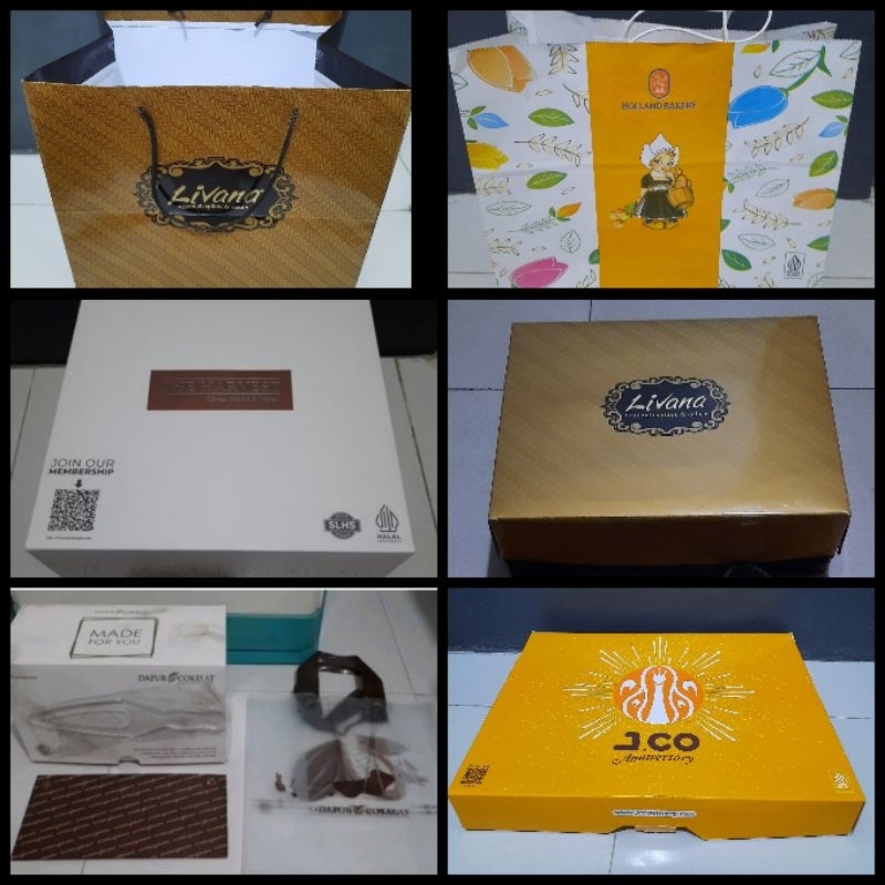 

(CEK DESKRIPSI) Box Paper Bag Cake Holland Jco Livana Dapur Coklat Harvest Dus Kue Ori No Second