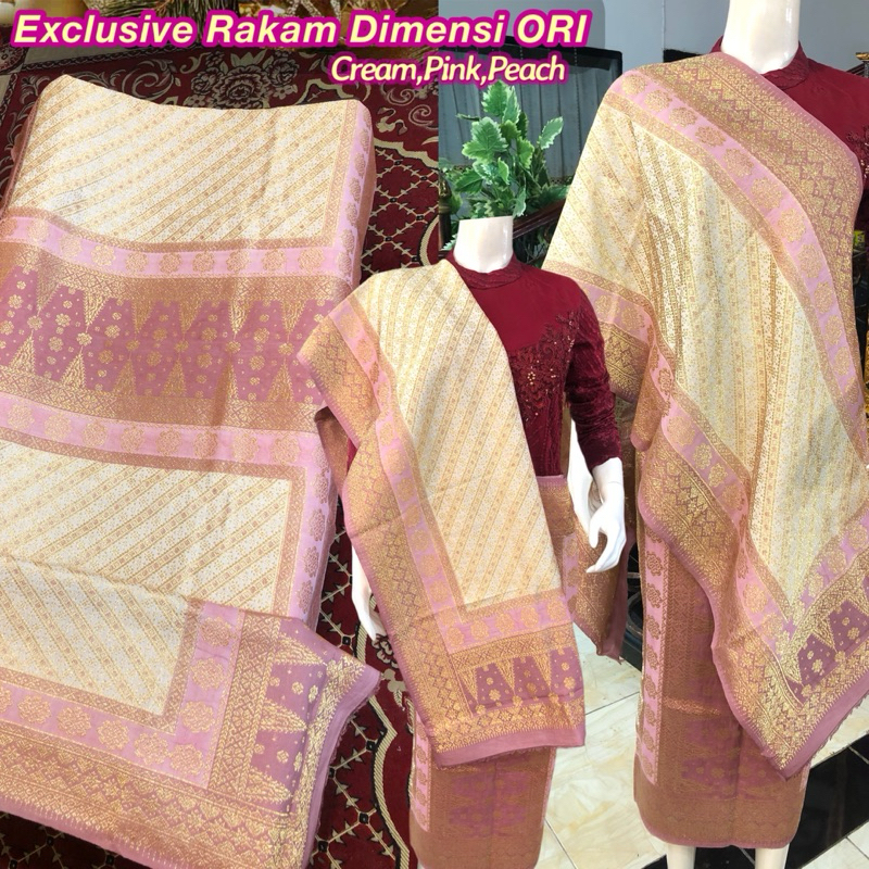 NEW EXCLUSIVE Songket rakam Dimensi ORI Cream,Pink,Peach /songket tenun asli palembang /ilham songke