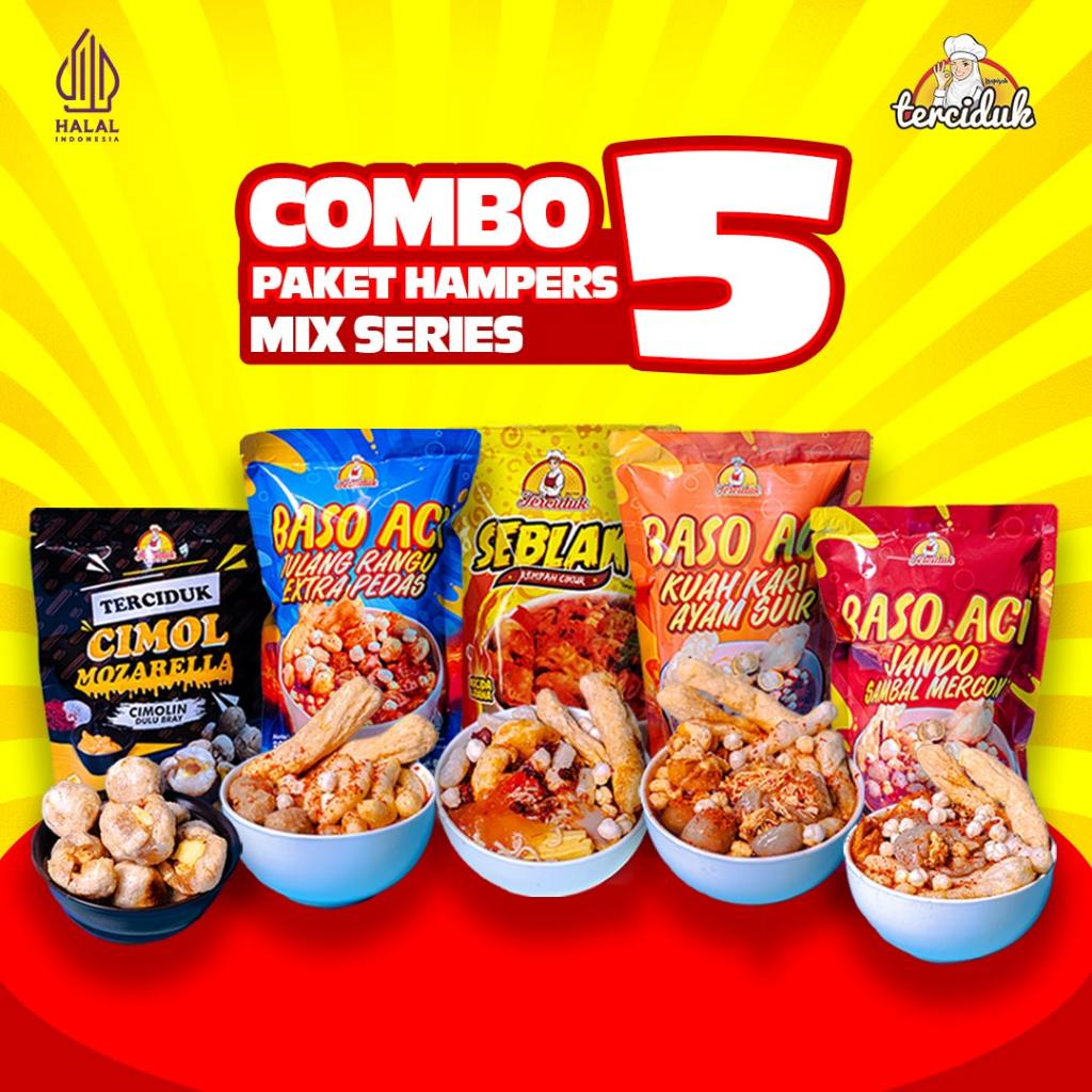 

Paket Bundling Hampers 5 Bungkus Terciduk Food [Baso Aci Pedas Jando + Baso Aci Kari Ayam + Baso Aci Tulang Rangu + Cimol Mozarella + Seblak Kuah Cikur]