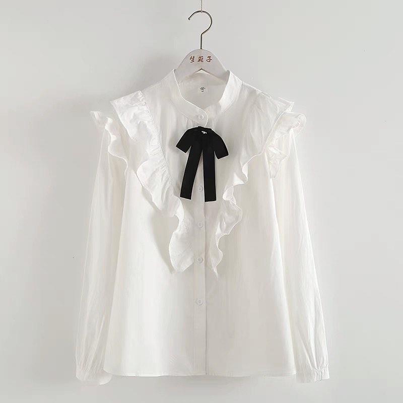 Blouse Putih Rempel | BLACKBOW SHIRT