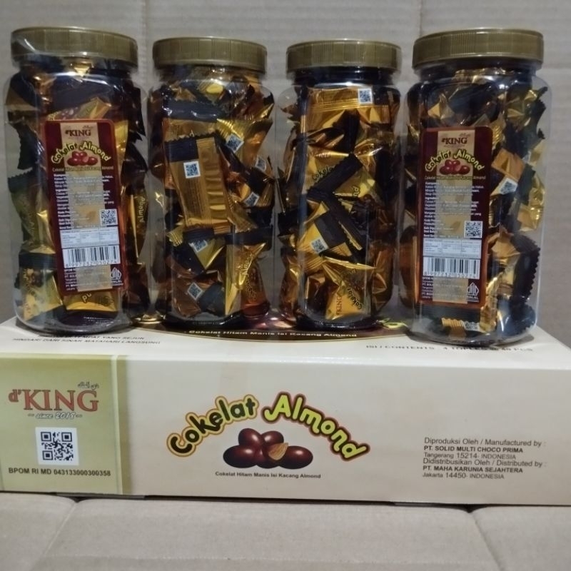 

Coklat Almond dKing 1 Dus isi 4 toples/Bonibol Cokelat/Mix/Bisco/Cashew