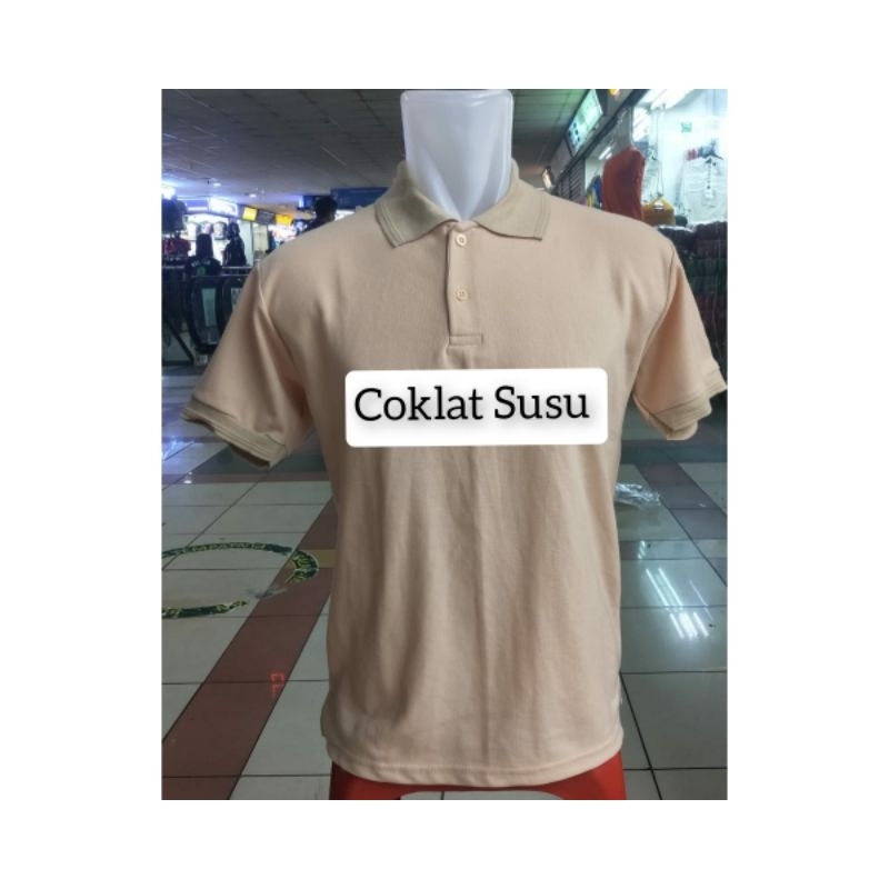 polo shirt coklat susu / cream pendek