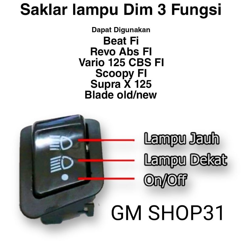 saklar lampu motor 3mode untuk beat Scoopy Revo supra