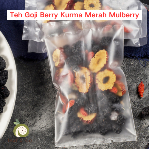 

Teh Kurma Merah Murbei Hitam Kici Kombinasi/Black wolfberry mulberry red date goji berry tea