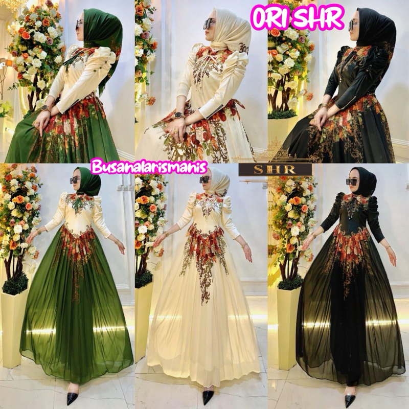 READY NEWWW REALPICT ORI SHR GAMIS BLUDRU BUNGA PREMIUM HIGH QUALITY