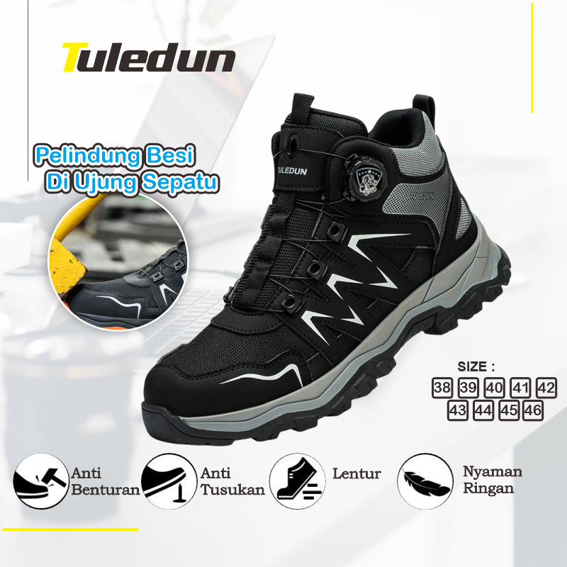 Tuledun Sepatu Safety Sport Swarthy Black | Sepatu Safety Sport | Sepatu Kerja | Sepatu Pabrik | Sep
