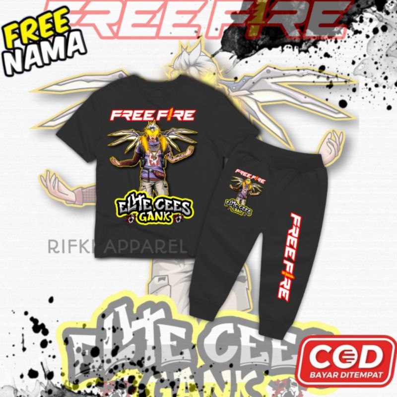 (BISA COD)SETELAN JOGER ANAK MOTIF FF ELITE CEES,,PREE NAMA