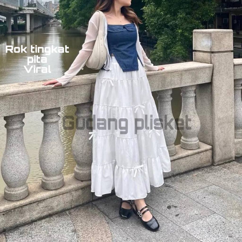 VIRAL//rok tingkat pita//rok tingkat hitam//rok pita korean style//rok tingkat susun//rok pita korea
