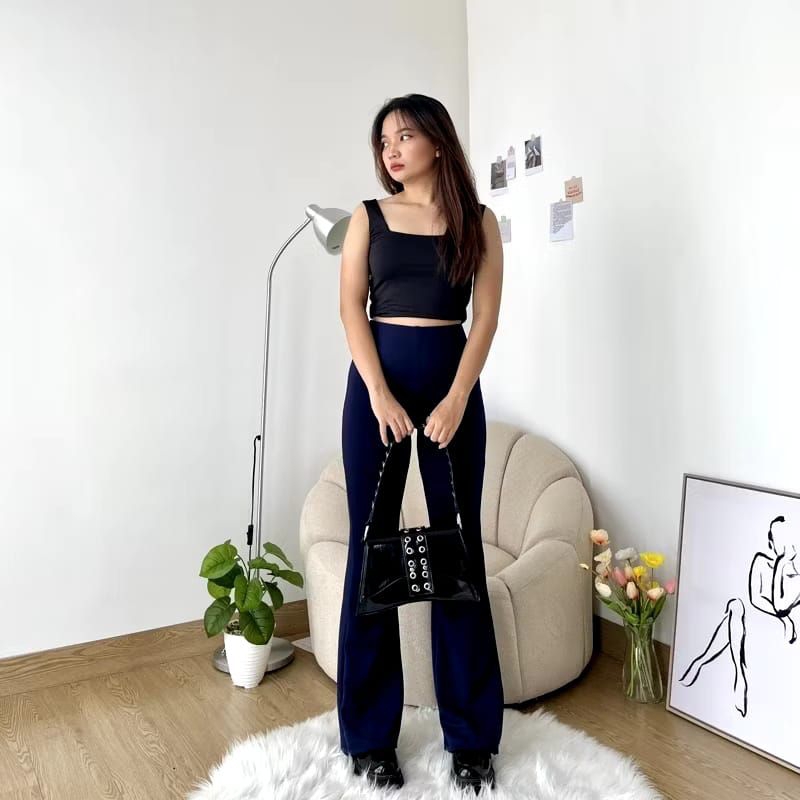 Celana Panjang Cutbray Scuba Highwaist Wanita Premium - Celana Flare Scuba Kulot Cutbray