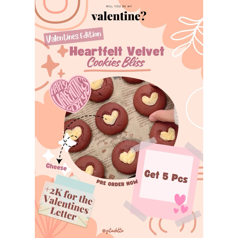 

Heart Cookies Valentine HEARTFELT VELVET COOKIES BLISS - Get 5pcs [READ DESK]