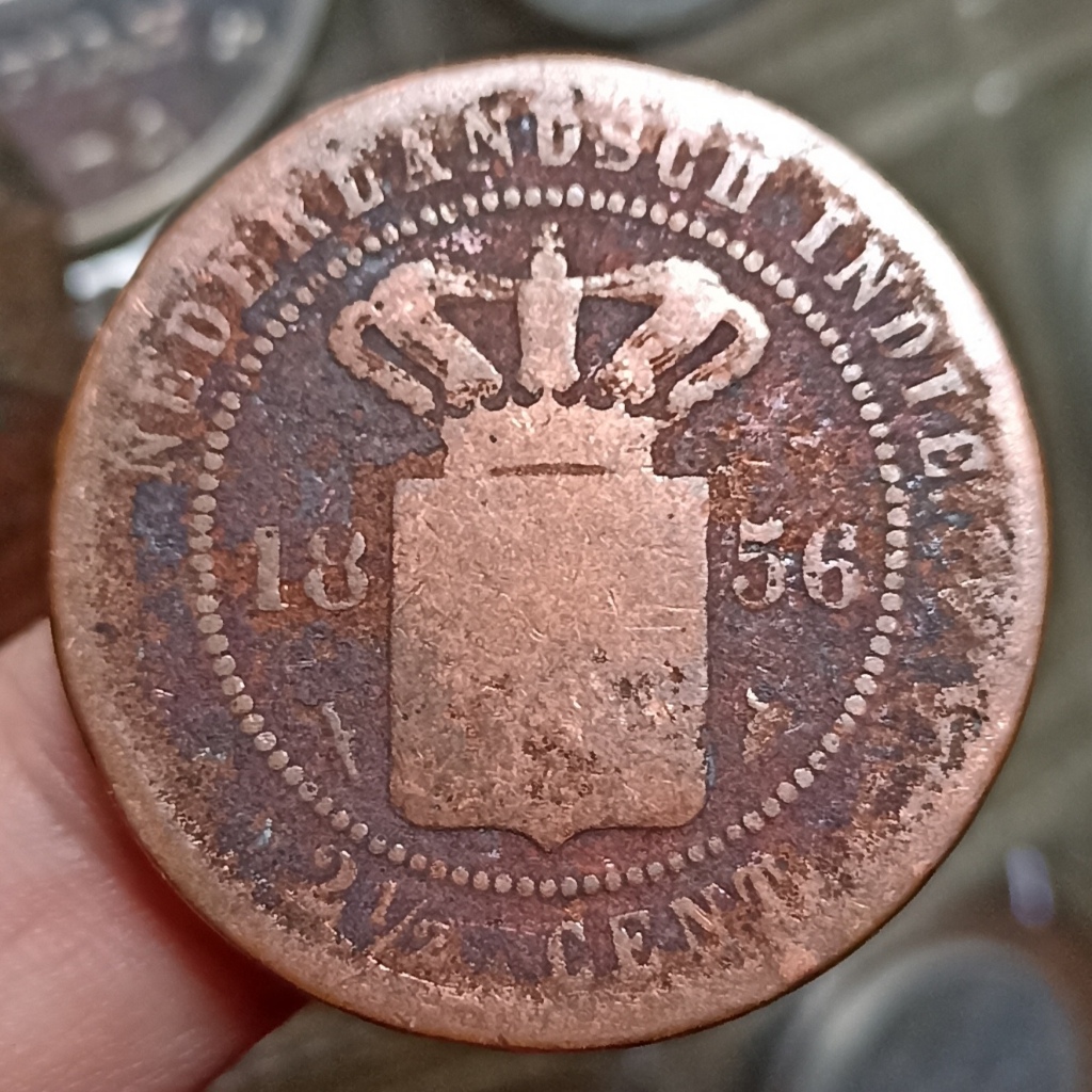 (Rare) Koin Kuno Indonesia / Nederlandsch Indie 2 1/2 Cent Tahun 1856