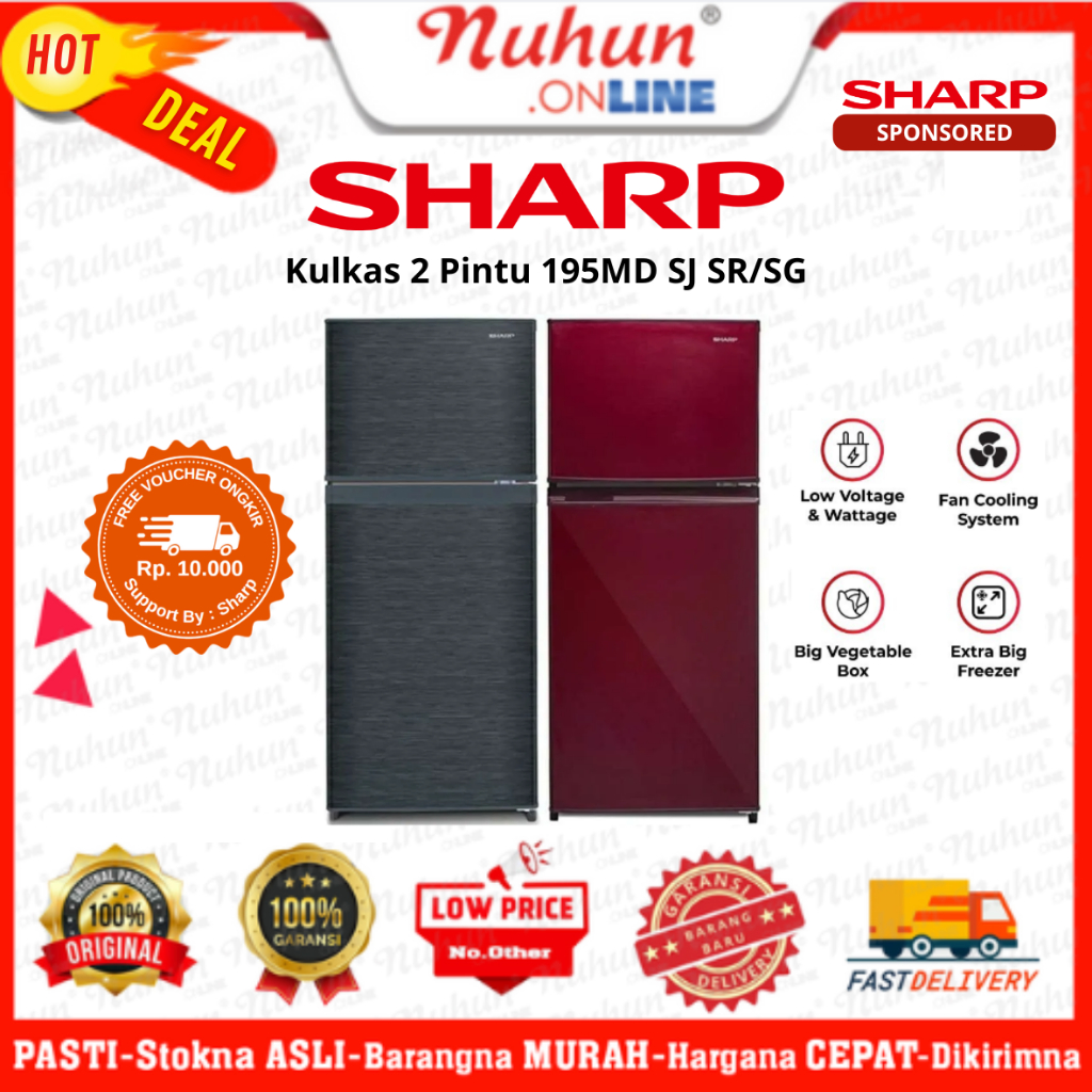 SHARP Kulkas 2 Pintu 195MD SJ SR/SG