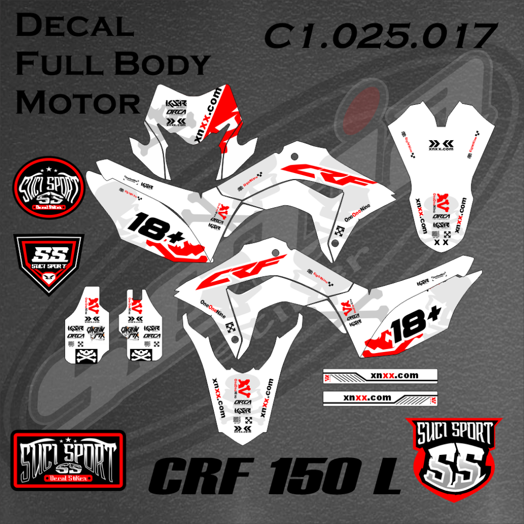 DECAL CRF 150L PUTIH FULL BODY GLOSSY/ DOFF/HOLOGRAM, BEBAS CUSTOM NAMA NOMOR (C1.025.017)